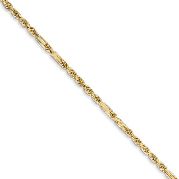 1.8mm 14k Yellow Gold Diamond Cut Milano Rope Chain Necklace 30 In